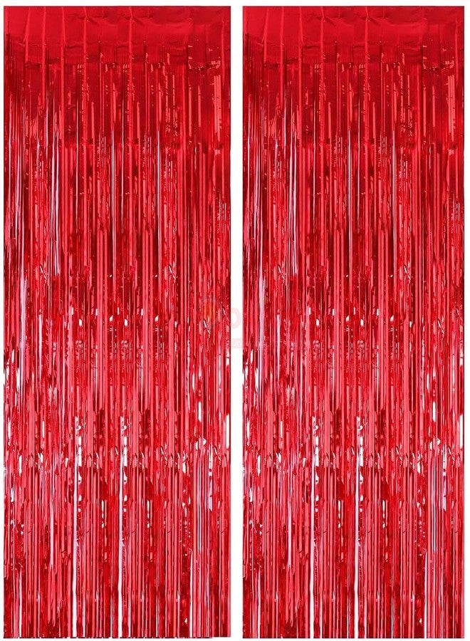 بروبسيكل ستائر شراشيب حمراء لامعة من بروبسكل، مقاس 4 أقدام × 6 أقدام، خلفية مثالية لجلسات التصوير - خلفية لامعة معدنية لجلسات التصوير في أعياد الميلاد، والذكرى السنوية، وعيد الحب، وعيد الميلاد، وحفلات الزفاف، وحفلات توديع العزوبية، وحفلات استقبال المولود - عبوة من قطعتين - Image 1